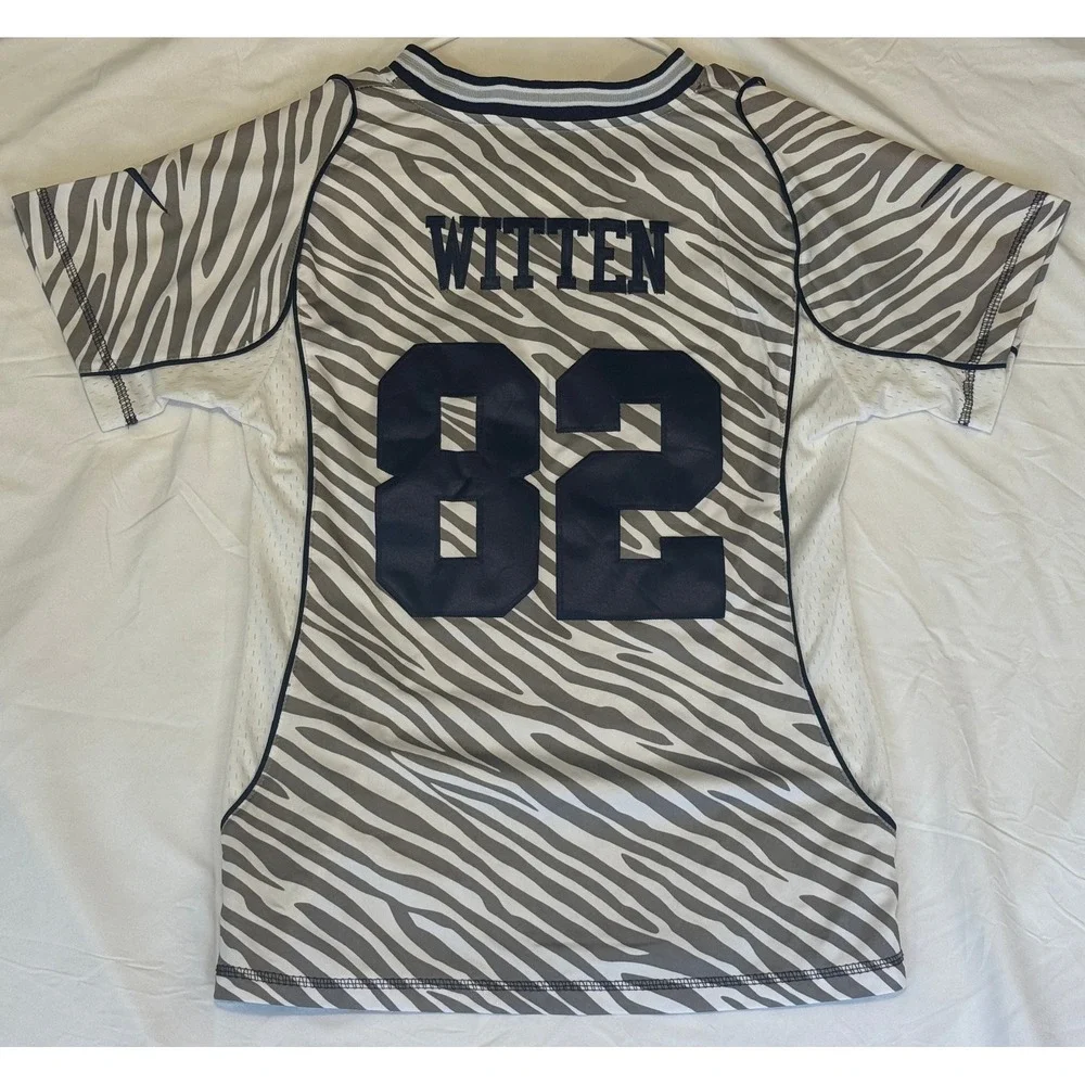 Nike Dallas Cowboys Jason Witten 82 Zebra Print Jersey Womens Small Grey White